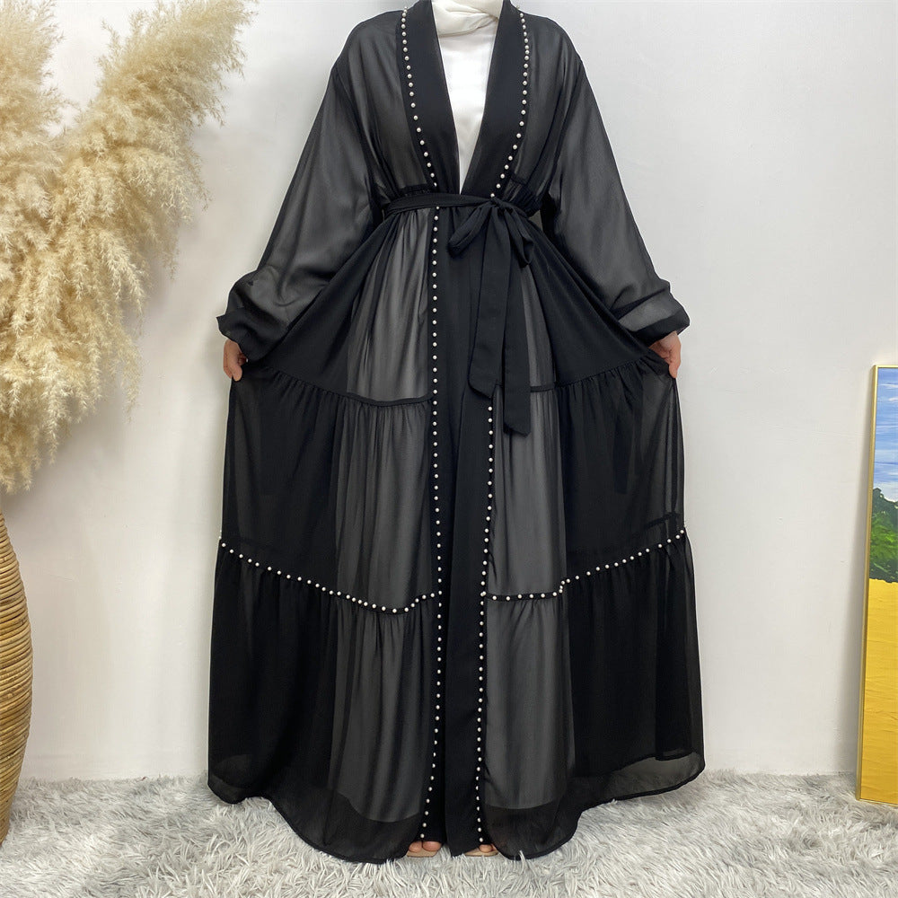 Elegant Beaded Lace-Up Robe