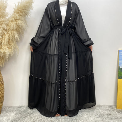 Elegant Beaded Lace-Up Robe